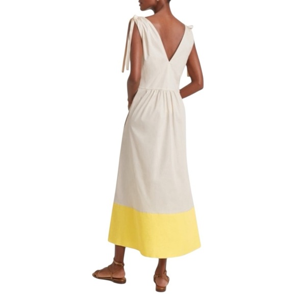 G. Label by goop Colorblock Midi Dress Beige/Yellow - Picture 2 of 14